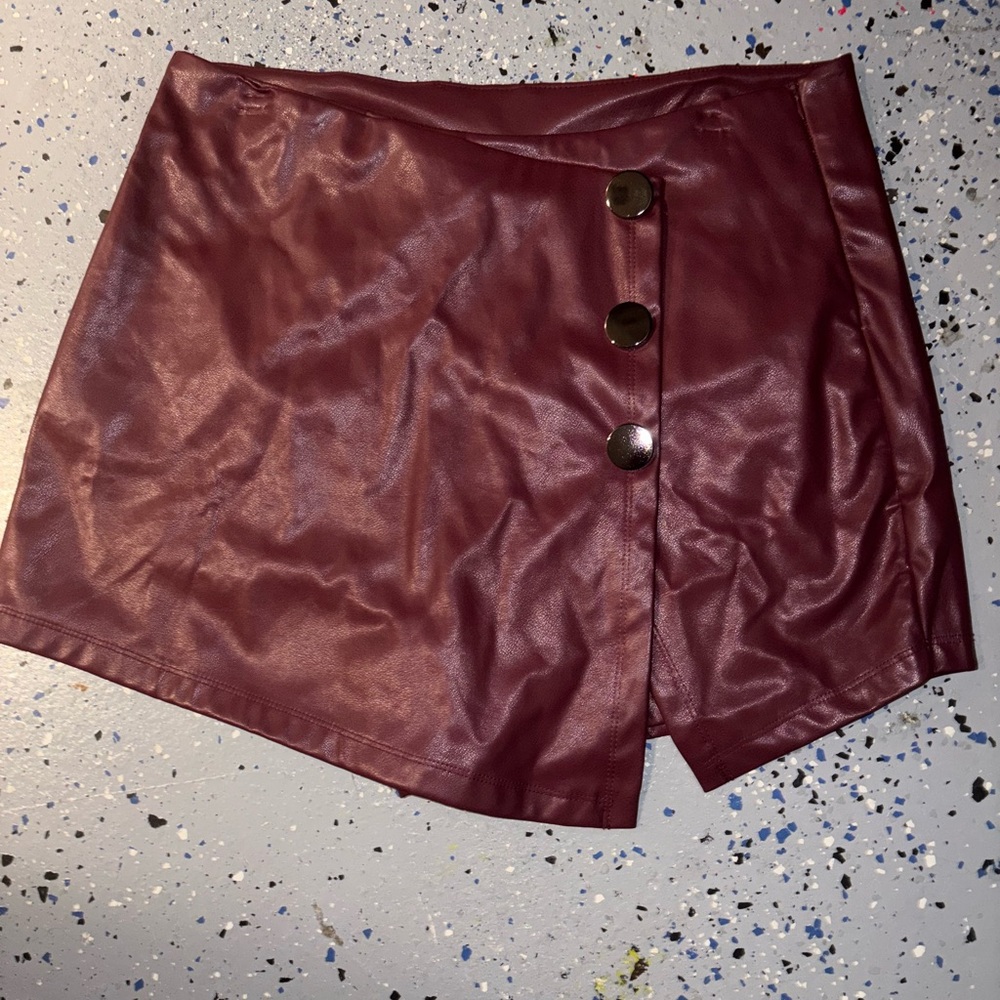 Haute Monde Red Asymmetrical Mini Skirt for Night Out